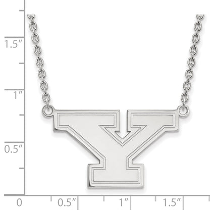 10K White Gold Logoart Youngstown State University Letter Y Large Pendant 18 Inch Necklace
