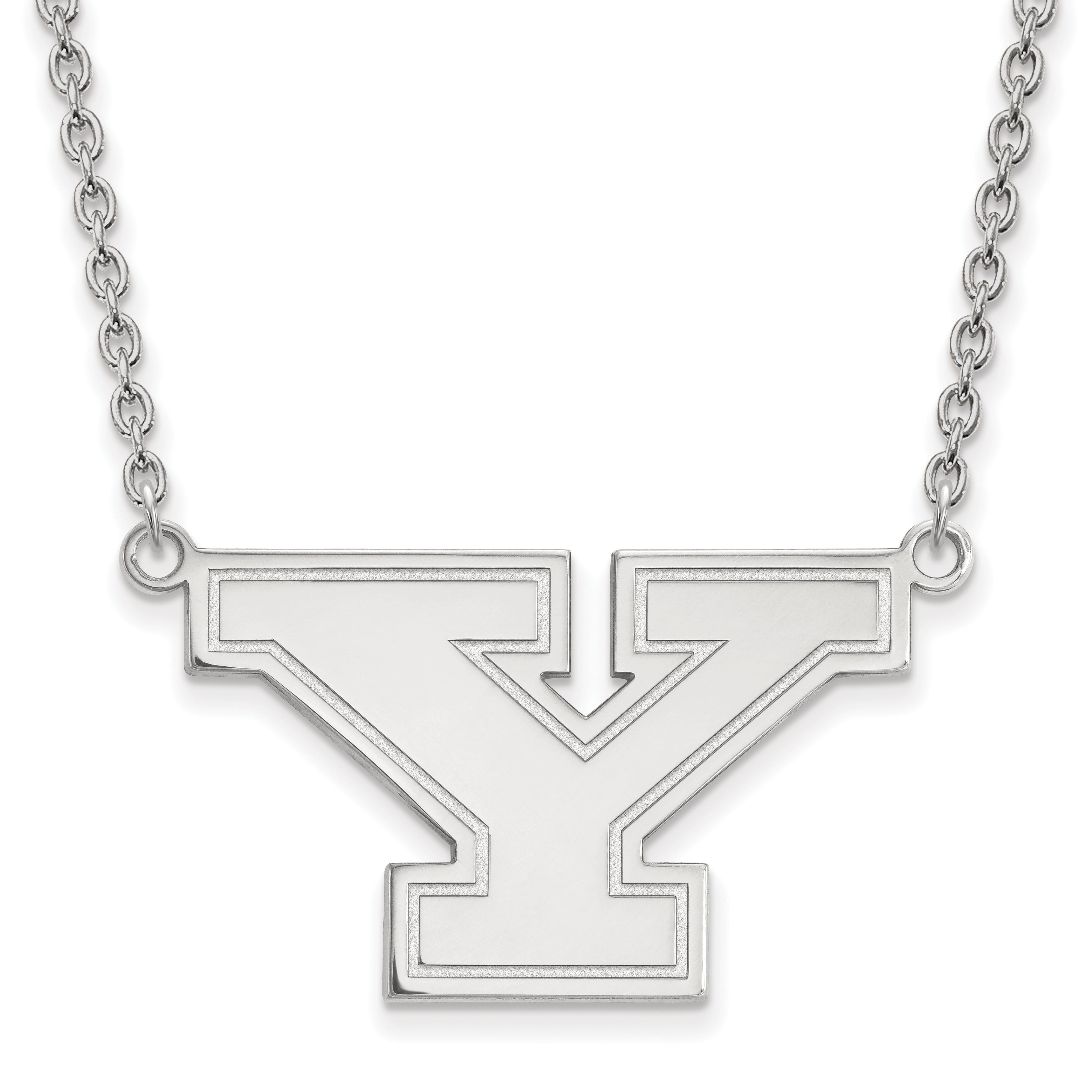 10K White Gold Logoart Youngstown State University Letter Y Large Pendant 18 Inch Necklace