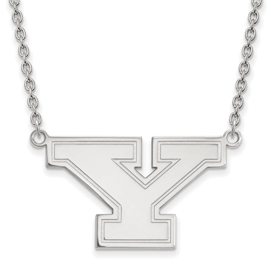 10K White Gold Logoart Youngstown State University Letter Y Large Pendant 18 Inch Necklace