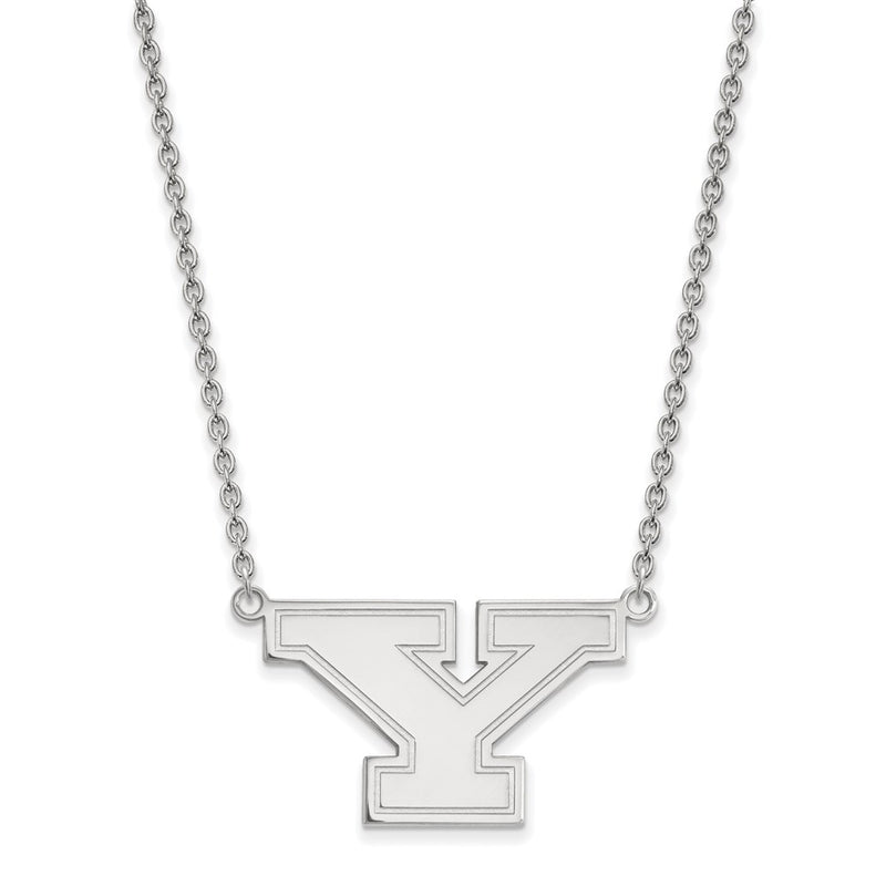 14K White Gold Logoart Youngstown State University Letter Y Large Pendant 18 Inch Necklace
