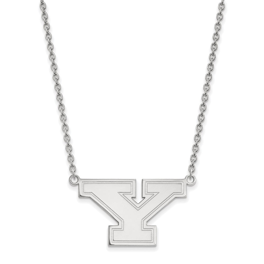 10K White Gold Logoart Youngstown State University Letter Y Large Pendant 18 Inch Necklace