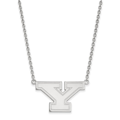 10K White Gold Logoart Youngstown State University Letter Y Large Pendant 18 Inch Necklace