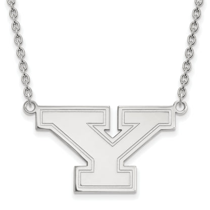 Sterling Silver Rhodium Plated Logoart Youngstown State University Letter Y Large Pendant 18 Inch Necklace