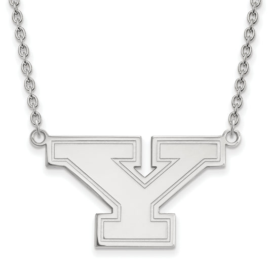Sterling Silver Rhodium Plated Logoart Youngstown State University Letter Y Large Pendant 18 Inch Necklace