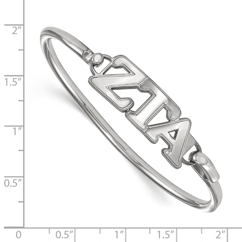 Sterling Silver Logoart Zeta Tau Alpha Small Hook And Clasp Bangle