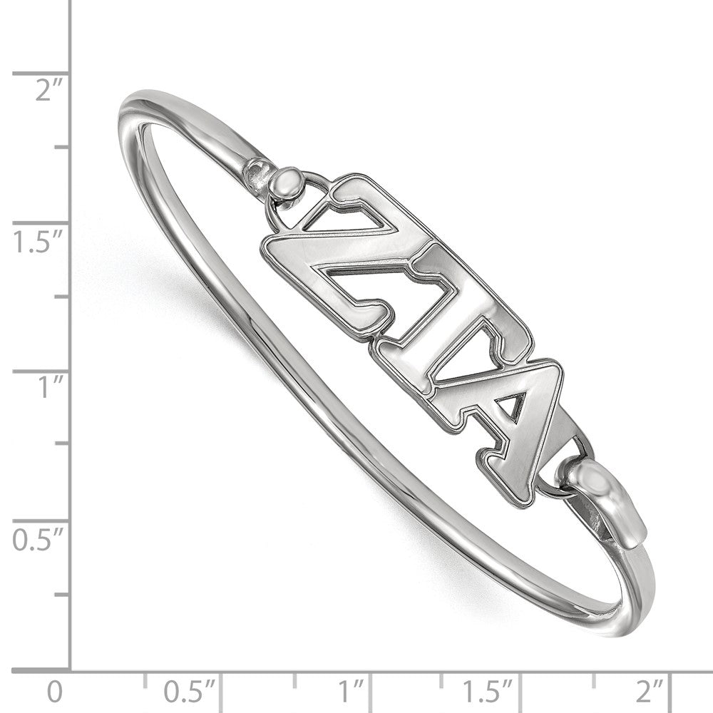 Sterling Silver Logoart Zeta Tau Alpha Small Hook And Clasp Bangle