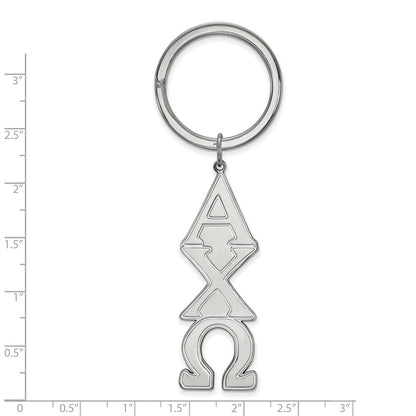 Sterling Silver Rhodium Plated Logoart Alpha Chi Omega Key Chain
