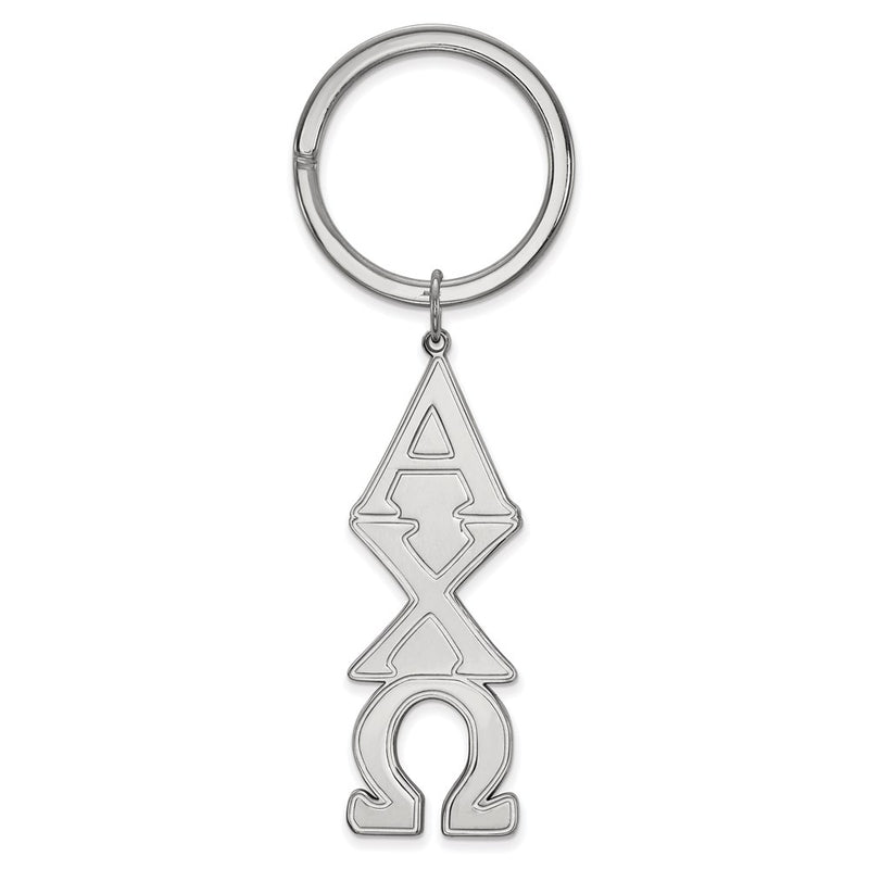 Sterling Silver Rhodium Plated Logoart Alpha Chi Omega Key Chain