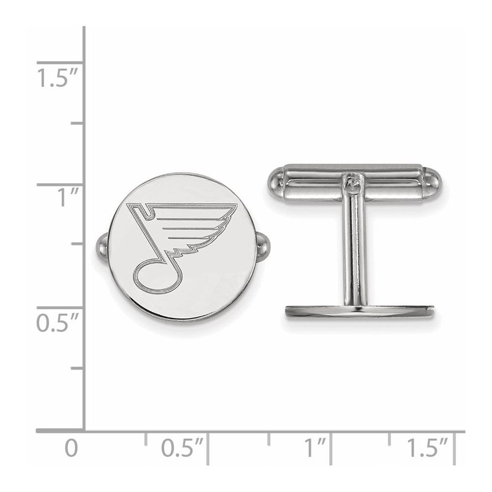 Sterling Silver Rhod-Pltd Nhl Logoart St. Louis Blues Cuff Links