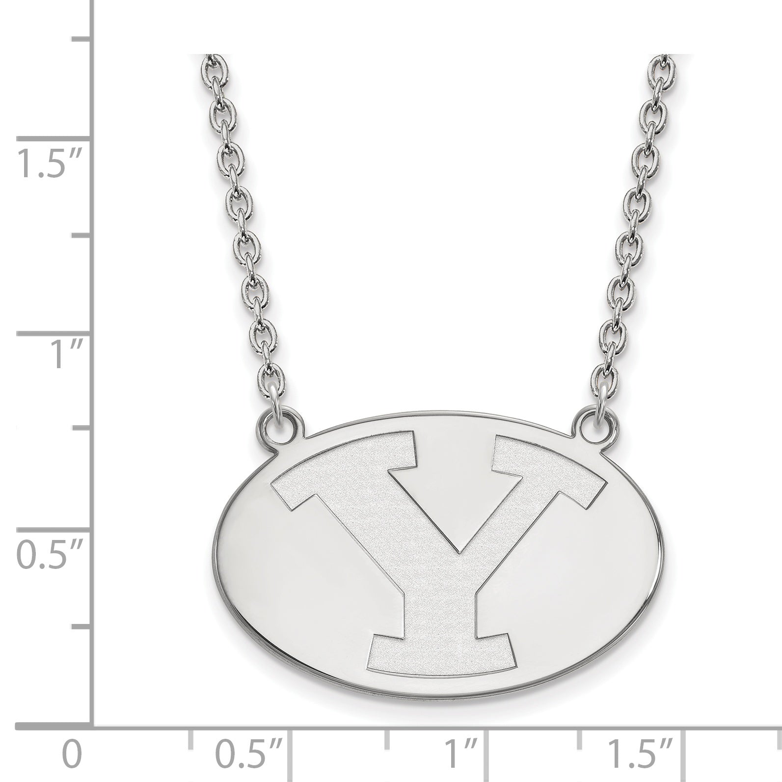 10K White Gold Logoart Brigham Young University Letter Y Large Pendant 18 Inch Necklace