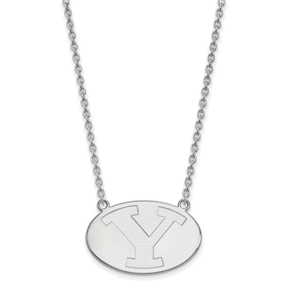 Sterling Silver Rhodium Plated Logoart Brigham Young University Letter Y Large Pendant 18 Inch Necklace