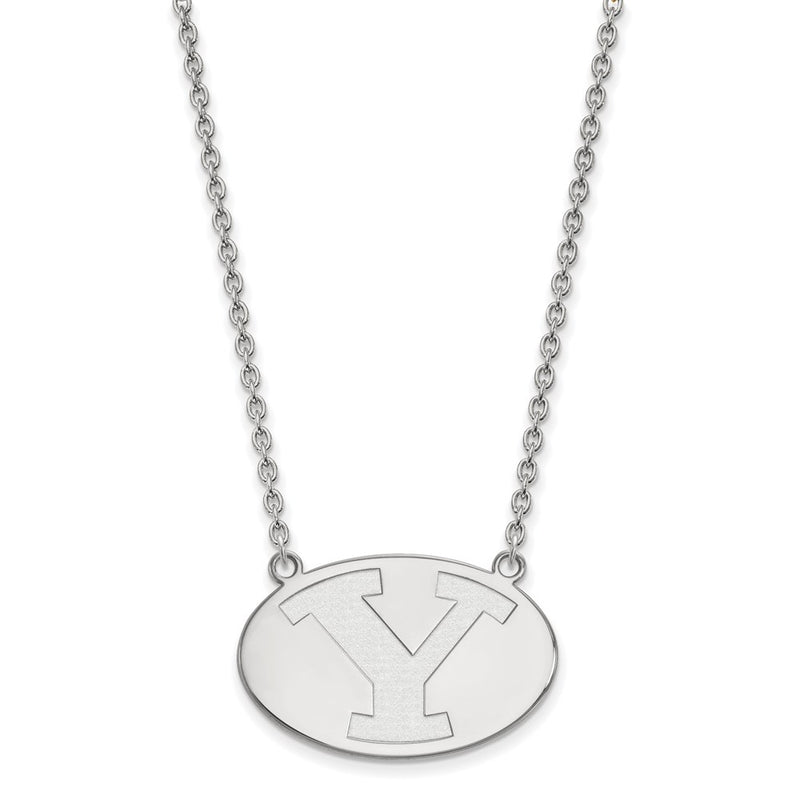 Sterling Silver Rhodium Plated Logoart Brigham Young University Letter Y Large Pendant 18 Inch Necklace