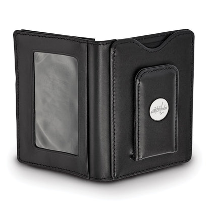 Sterling S. Rh-P Nhl Logoart Washington Capitals Black Leather Wallet
