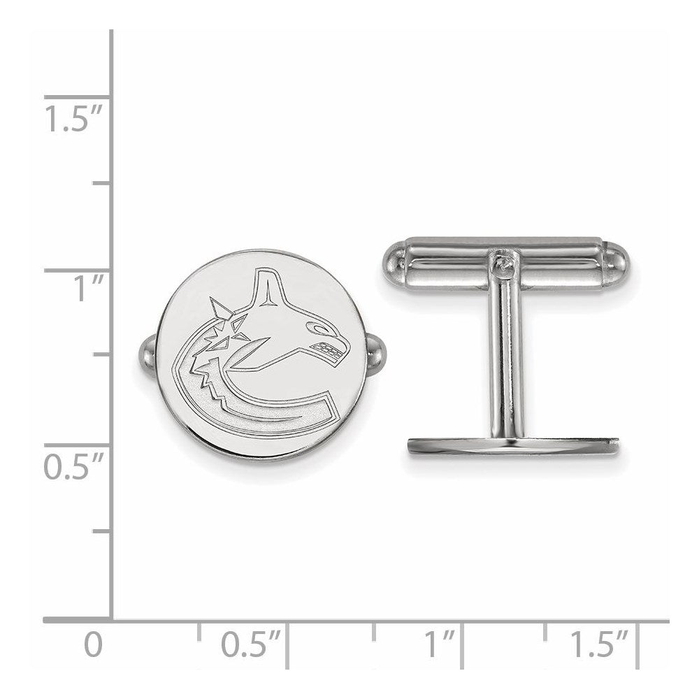 Sterling Silver Rhod-Pltd Nhl Logoart Vancouver Canucks Cuff Links