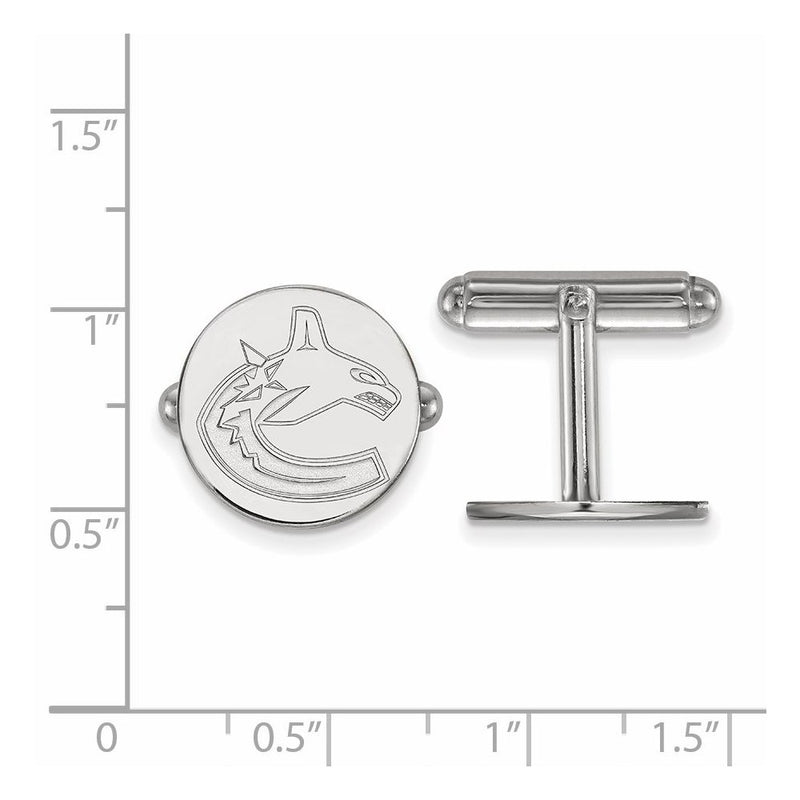 Sterling Silver Rhod-Pltd Nhl Logoart Vancouver Canucks Cuff Links