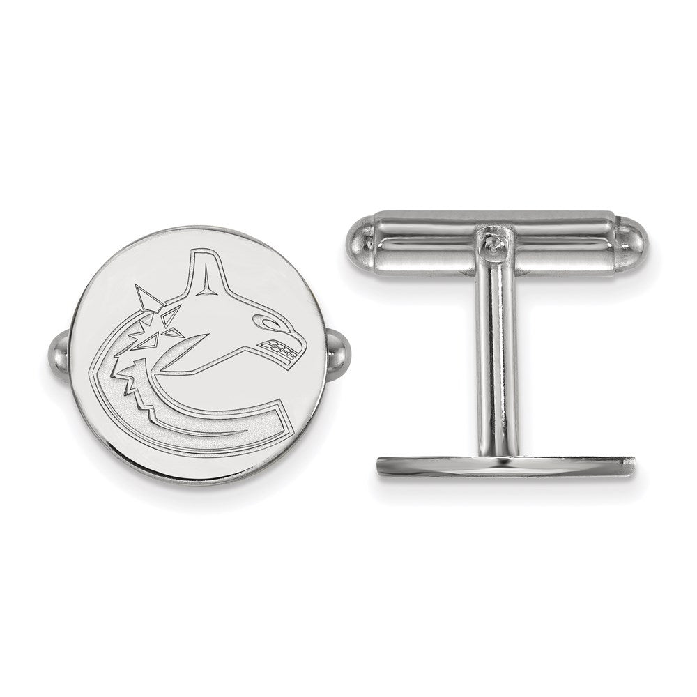 Sterling Silver Rhod-Pltd Nhl Logoart Vancouver Canucks Cuff Links