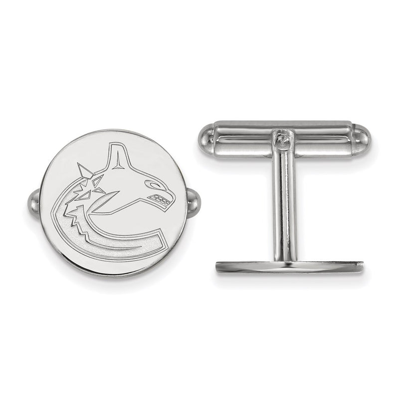 Sterling Silver Rhod-Pltd Nhl Logoart Vancouver Canucks Cuff Links