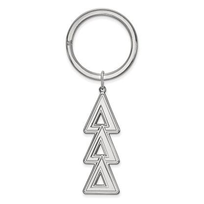 Sterling Silver Rhodium Plated Logoart Delta Delta Delta Key Chain