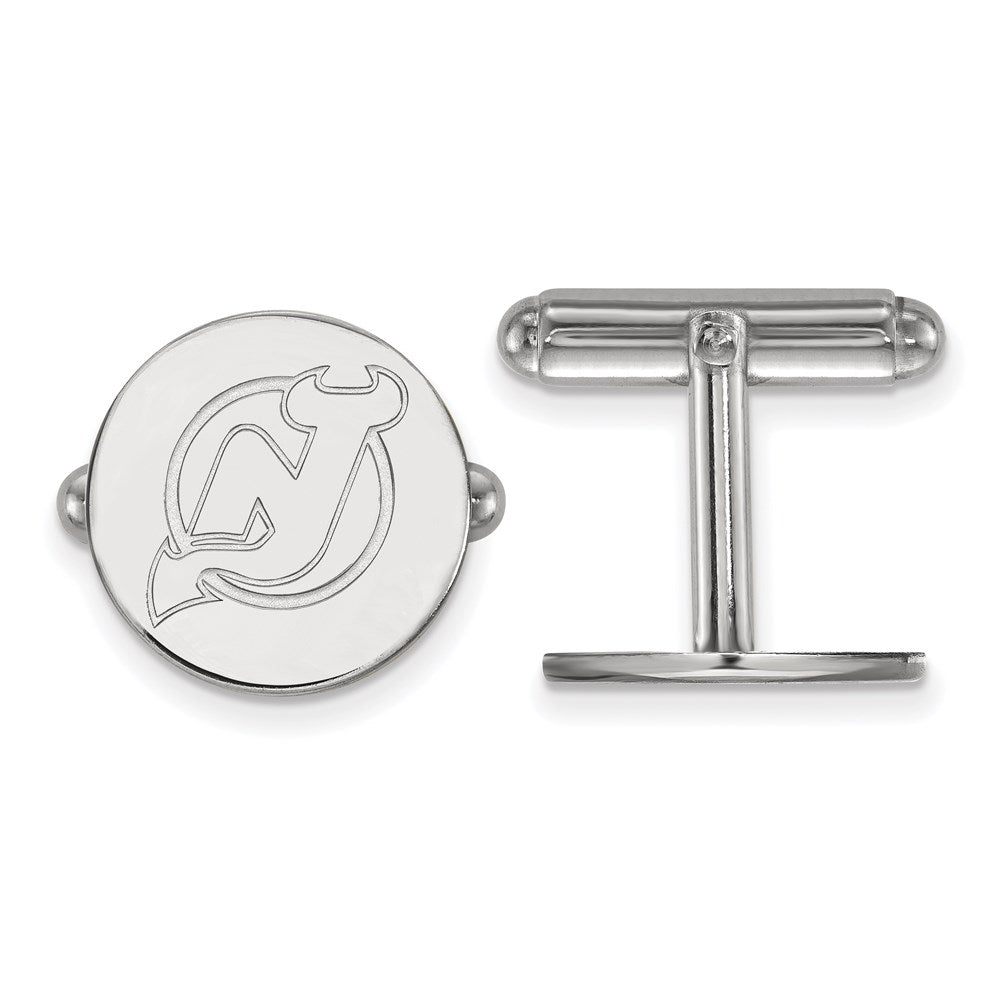 Sterling Silver Rhod-Pltd Nhl Logoart New Jersey Devils Cuff Links