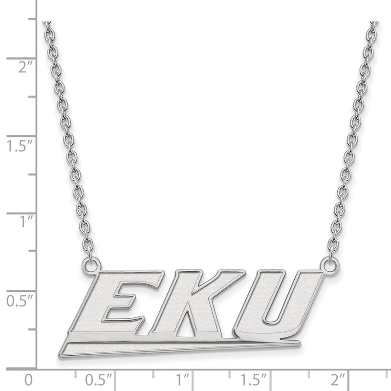 14K White Gold Logoart Eastern Kentucky University E K U Large Pendant 18 Inch Necklace