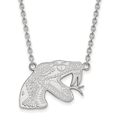 10K White Gold Logoart Florida A And M University Rattler Large Pendant 18 Inch Necklace