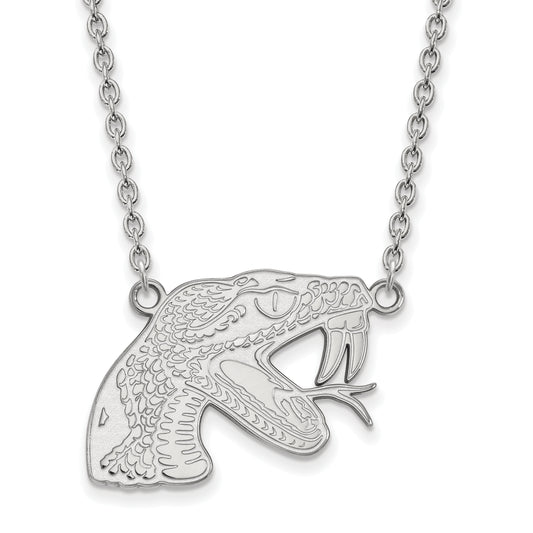 10K White Gold Logoart Florida A And M University Rattler Large Pendant 18 Inch Necklace