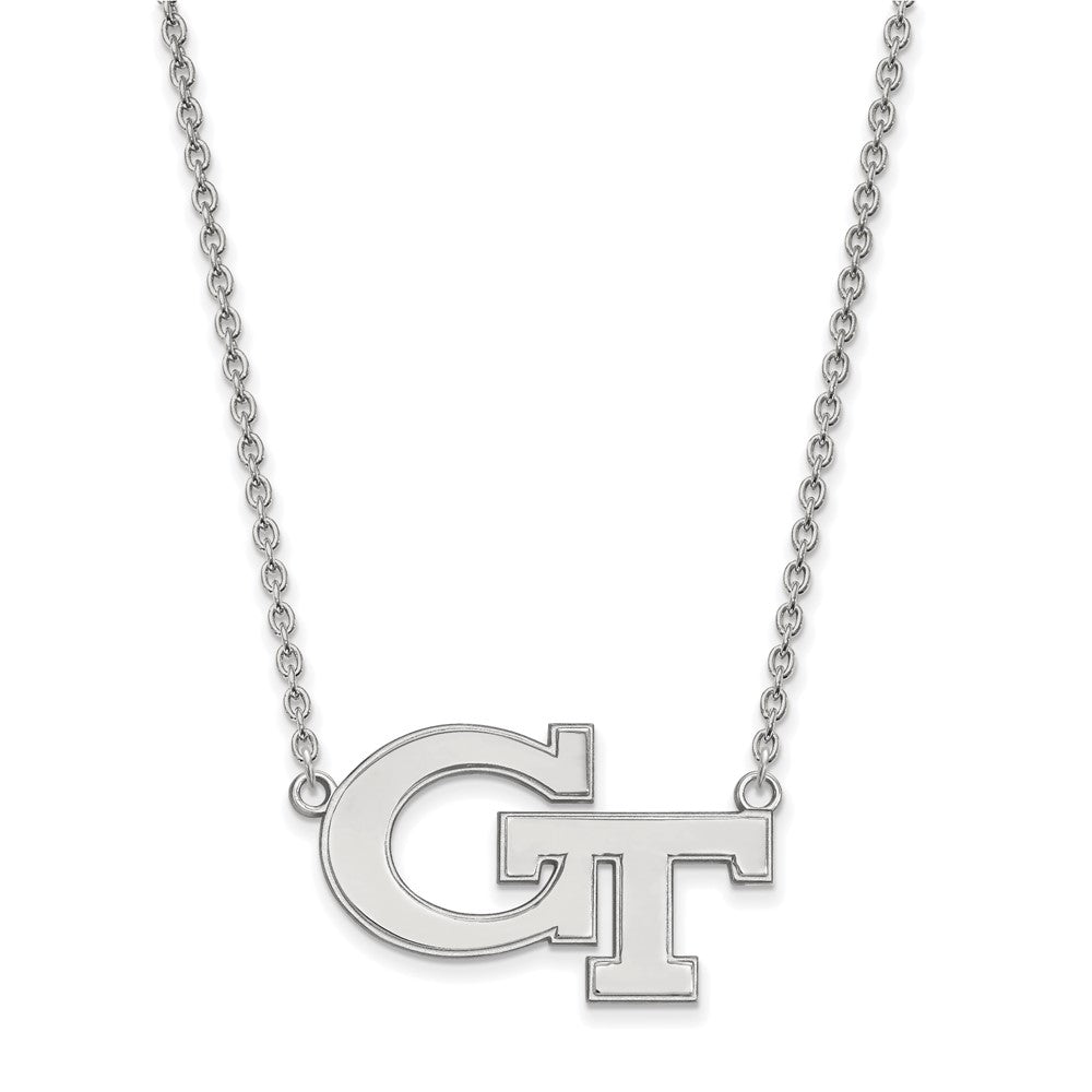 14K White Gold Logoart Georgia Institute Of Technology G T Large Pendant 18 Inch Necklace