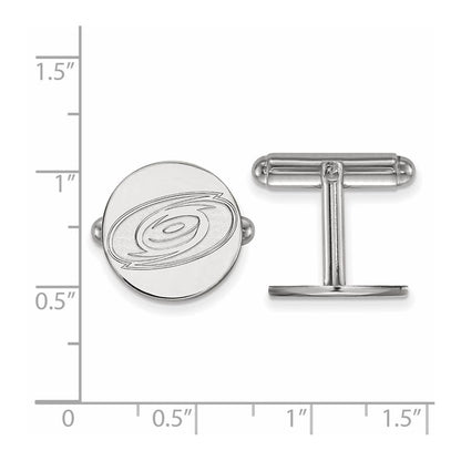 Sterling Silver Rhodium-Plated Nhl Logoart Carolina Hurricanes Cuff Links