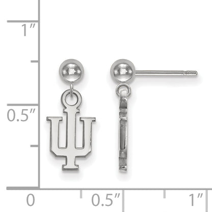 14K White Gold Logoart Indiana University I U Dangle Ball Post Earrings