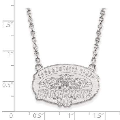10K White Gold Logoart Jacksonville State University Large Pendant 18 Inch Necklace
