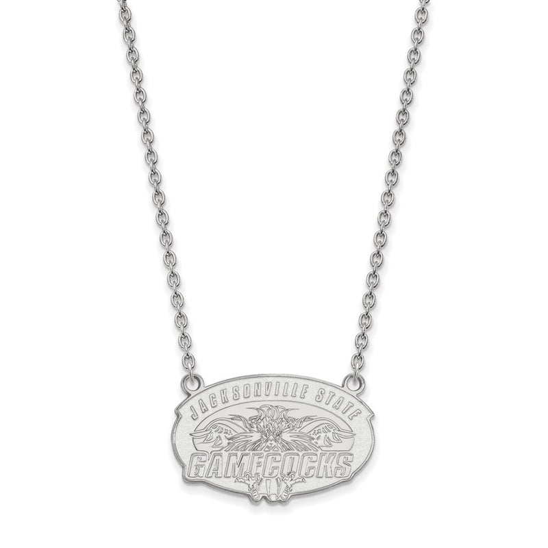 Sterling Silver Rhodium Plated Logoart Jacksonville State U. Large Pendant 18 Inch Necklace