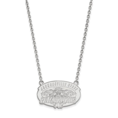 14K White Gold Logoart Jacksonville State University Large Pendant 18 Inch Necklace