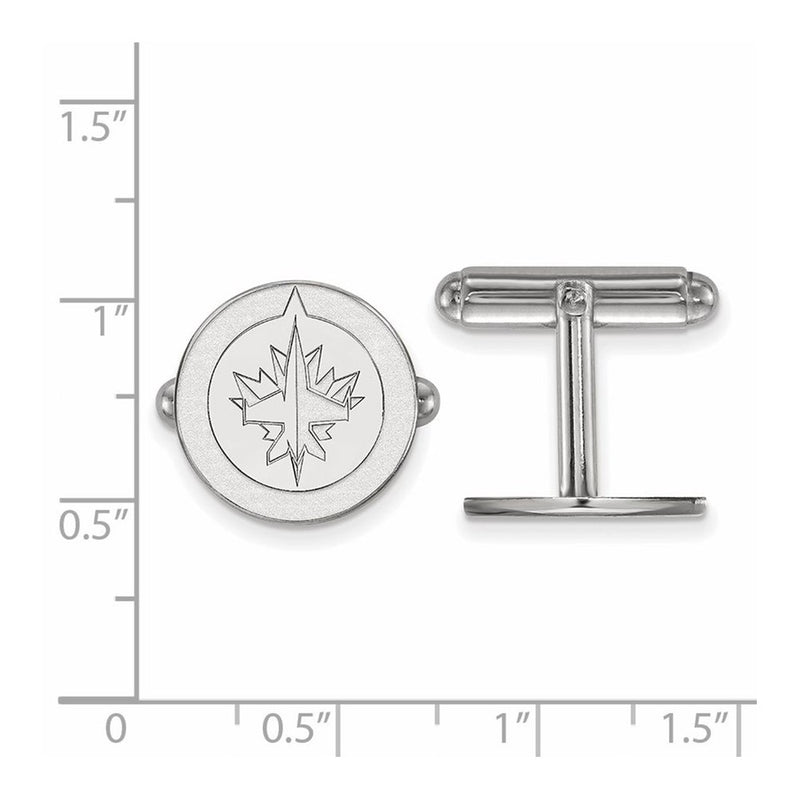 Sterling Silver Rhod-Pltd Nhl Logoart Winnipeg Jets Cuff Links