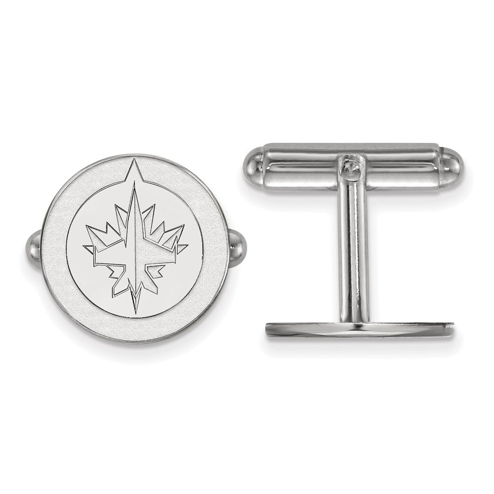 Sterling Silver Rhod-Pltd Nhl Logoart Winnipeg Jets Cuff Links