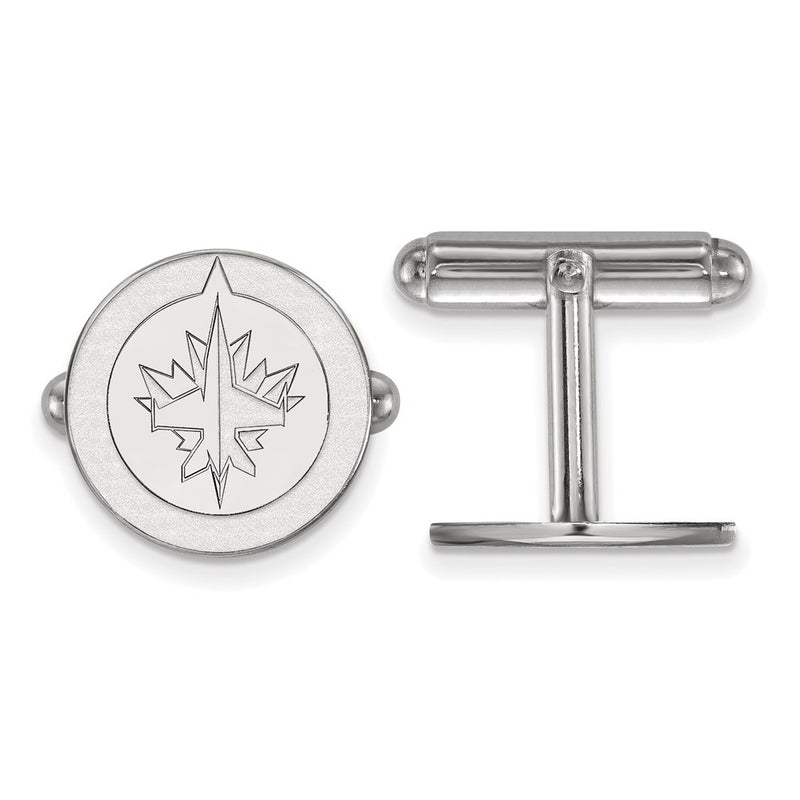 Sterling Silver Rhod-Pltd Nhl Logoart Winnipeg Jets Cuff Links