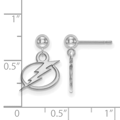 14K White Gold Nhl Logoart Tampa Bay Lightning Dangle Ball Post Earrings