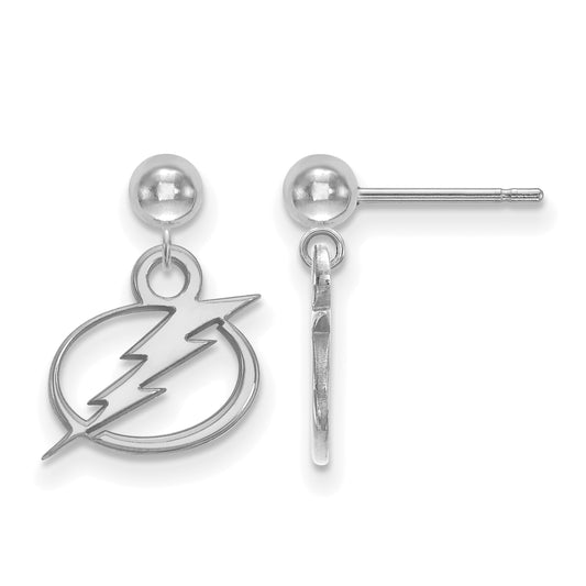 Sterling Silver Rhodium Plated Nhl Logoart Tampa Bay Lightning Dangle Ball Post Earrings