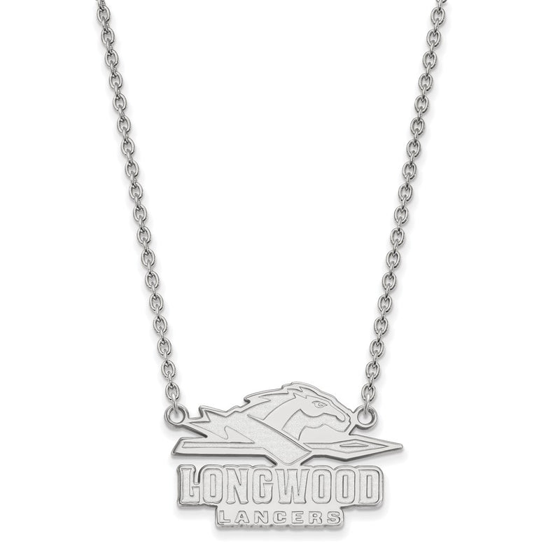 Sterling Silver Rhodium Plated Logoart Longwood University Lancers Large Pendant 18 Inch Necklace
