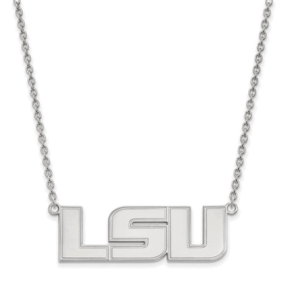 10K White Gold Logoart Louisiana State University L S U Large Pendant 18 Inch Necklace