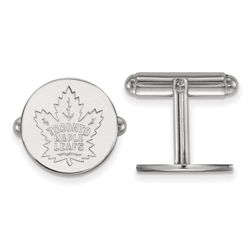 Sterling Silver Rhod-Pltd Nhl Logoart Toronto Maple Leafs Cuff Links