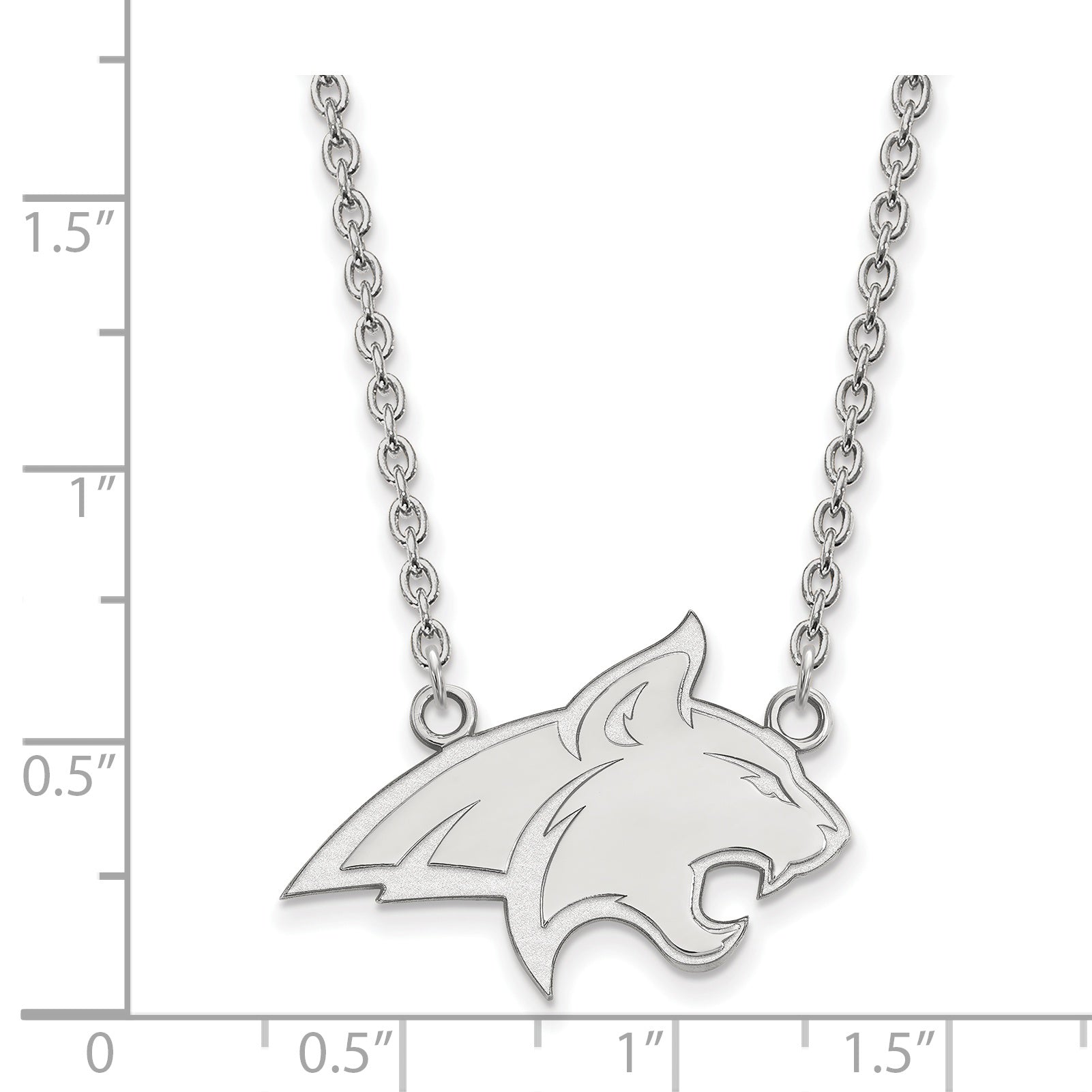 10K White Gold Logoart Montana State University Bobcat Large Pendant 18 Inch Necklace