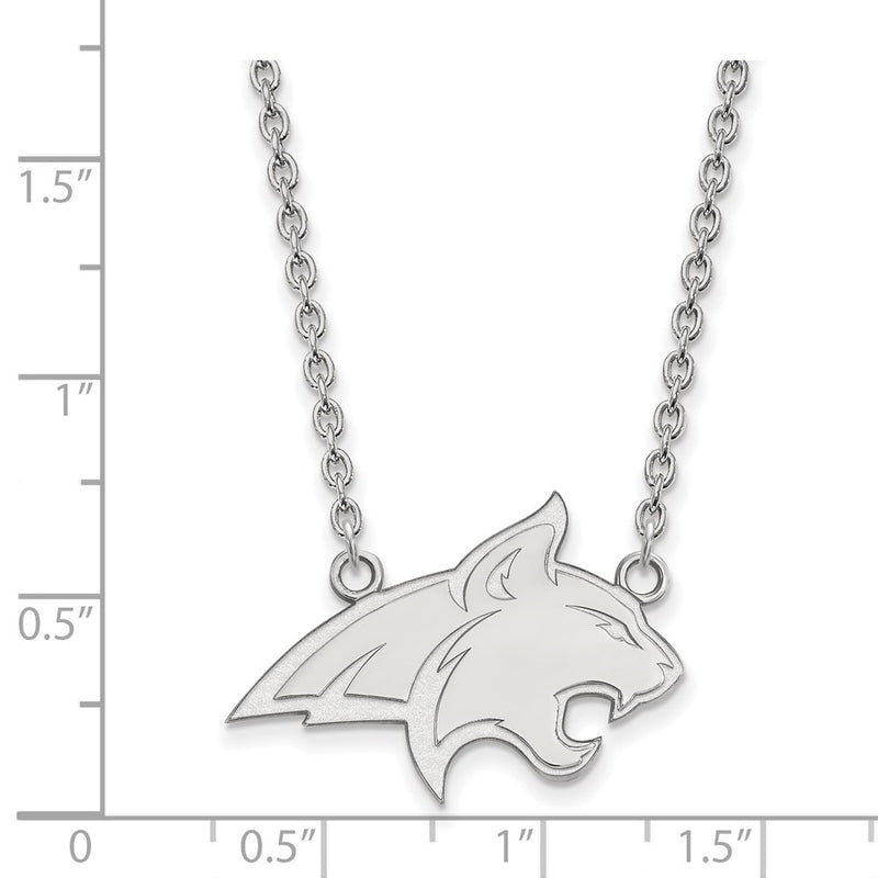 Sterling Silver Rhodium Plated Logoart Montana State University Bobcat Large Pendant 18 Inch Necklace