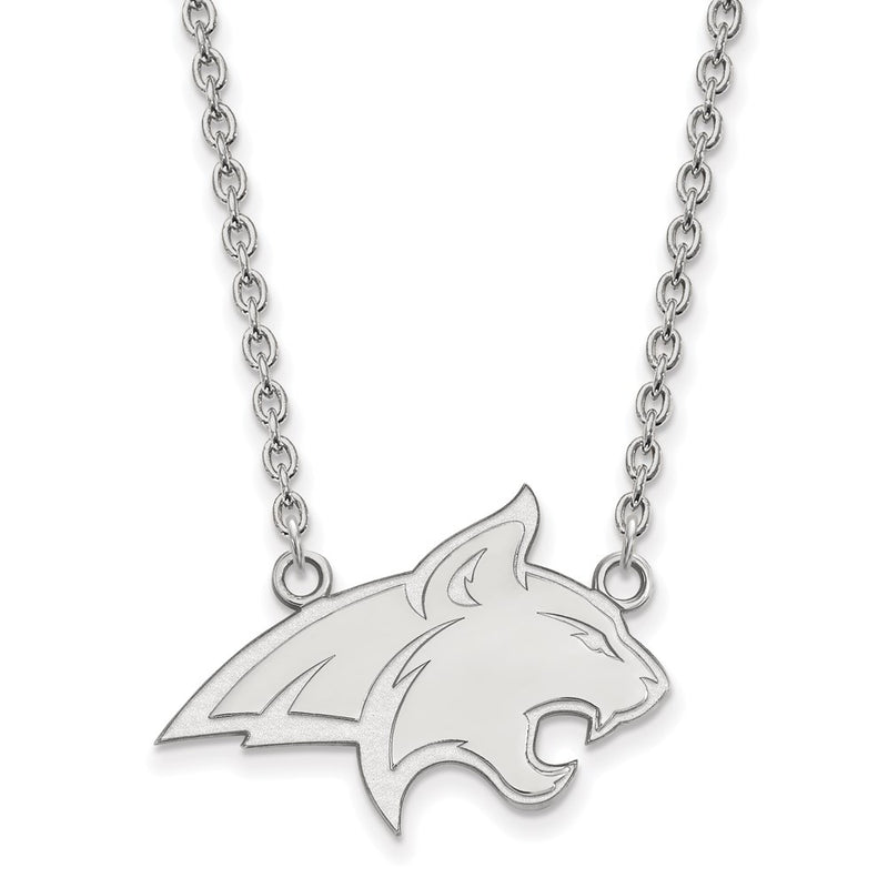 Sterling Silver Rhodium Plated Logoart Montana State University Bobcat Large Pendant 18 Inch Necklace
