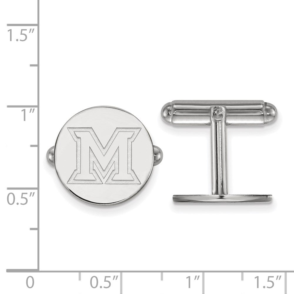 Sterling Silver Rhod-Pltd Logoart Miami University Ohio Cuff Links