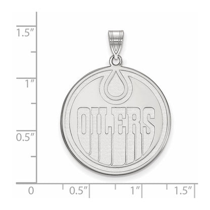10K White Gold Nhl Logoart Edmonton Oilers Extra Large Pendant