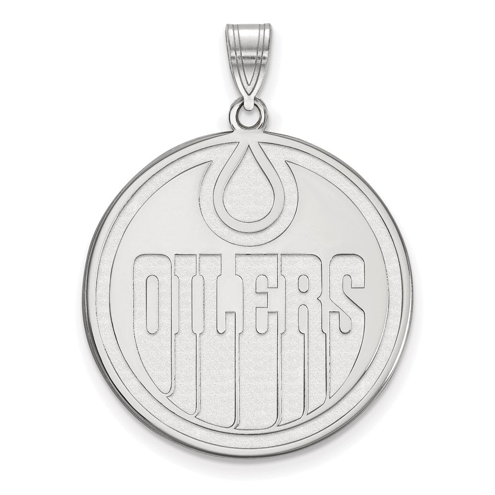 10K White Gold Nhl Logoart Edmonton Oilers Extra Large Pendant