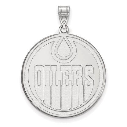 10K White Gold Nhl Logoart Edmonton Oilers Extra Large Pendant