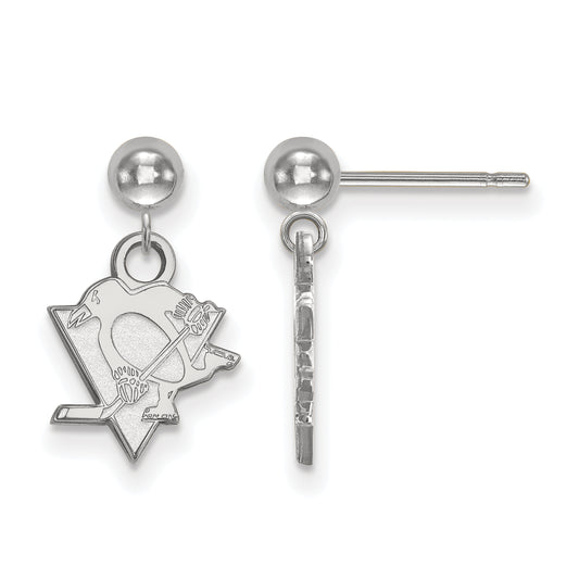 Sterling Silver Rhodium Plated Nhl Logoart Pittsburgh Penguins Dangle Post Earrings