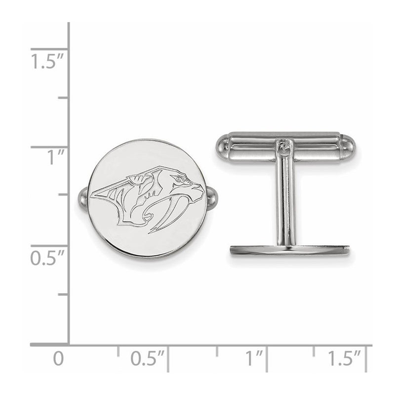 Sterling Silver Rhod-Pltd Nhl Logoart Nashville Predators Cuff Links