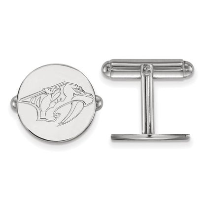 Sterling Silver Rhod-Pltd Nhl Logoart Nashville Predators Cuff Links